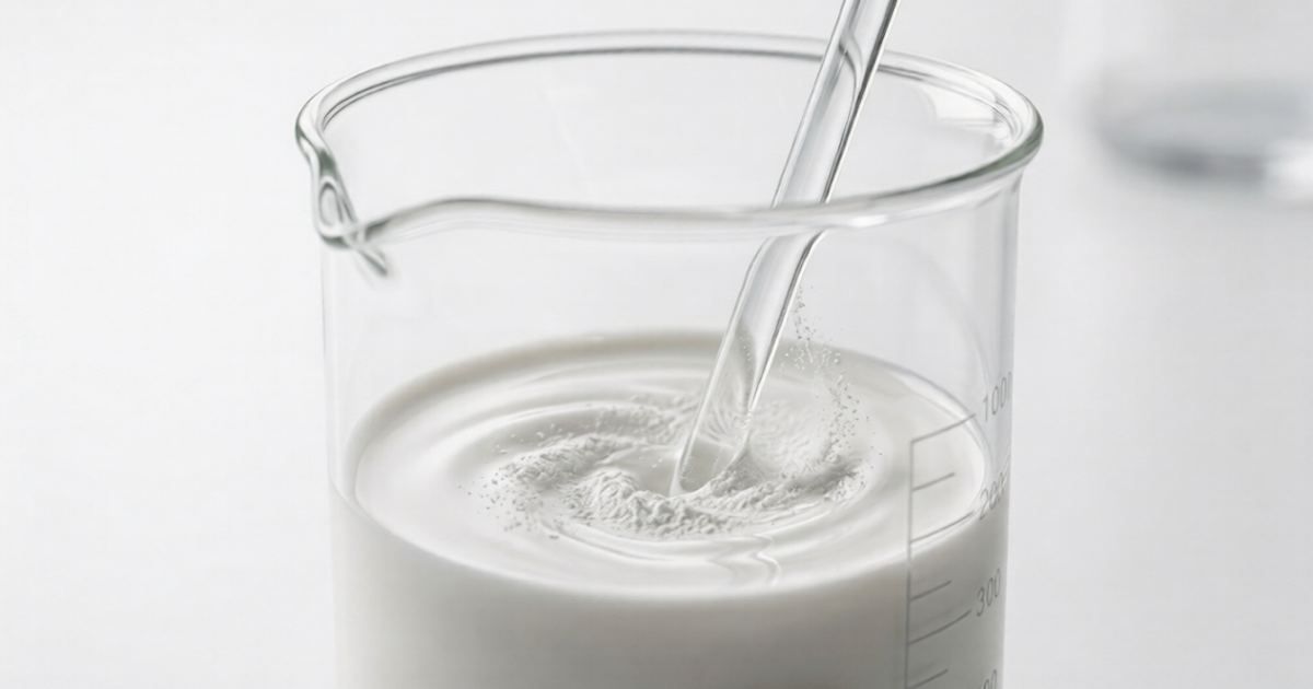Wetting agent liquid being mixed in a laboratory glass beaker