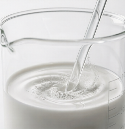 Wetting agent liquid being mixed in a laboratory glass beaker