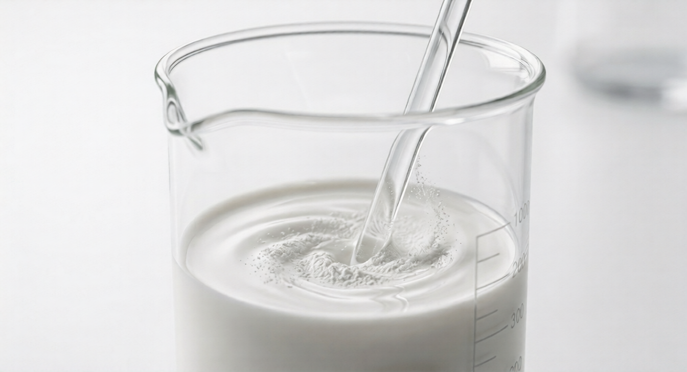 Wetting agent liquid being mixed in a laboratory glass beaker
