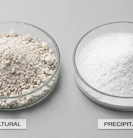 Natural and precipitated Barium Sulfate powder comparison