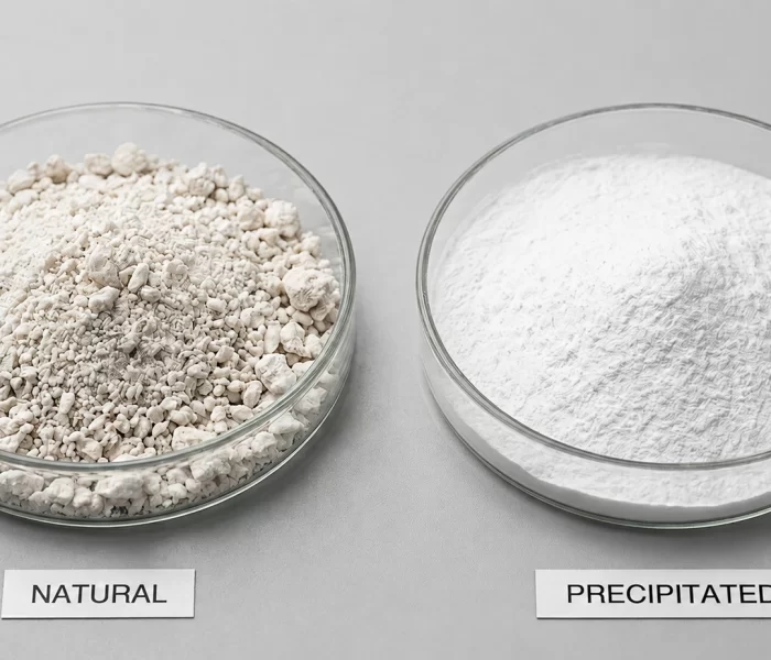 Natural and precipitated Barium Sulfate powder comparison
