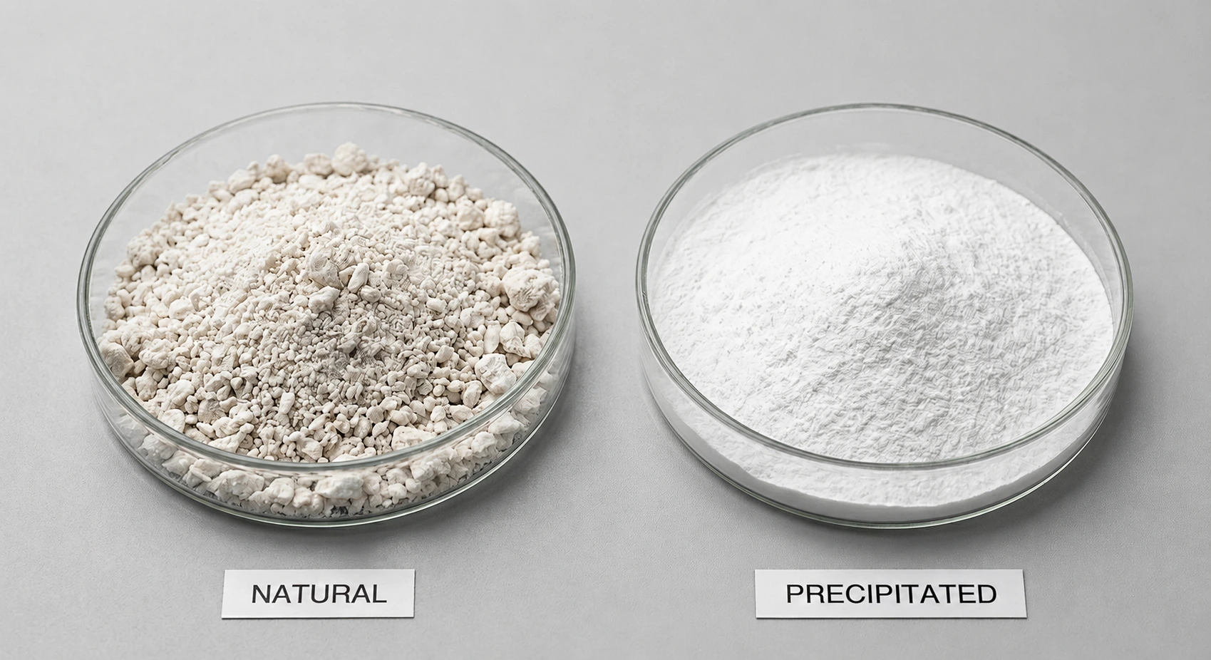 Natural and precipitated Barium Sulfate powder comparison