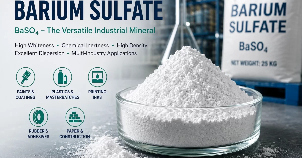 Barium sulfate powder with industrial applications in paints, plastics and inks