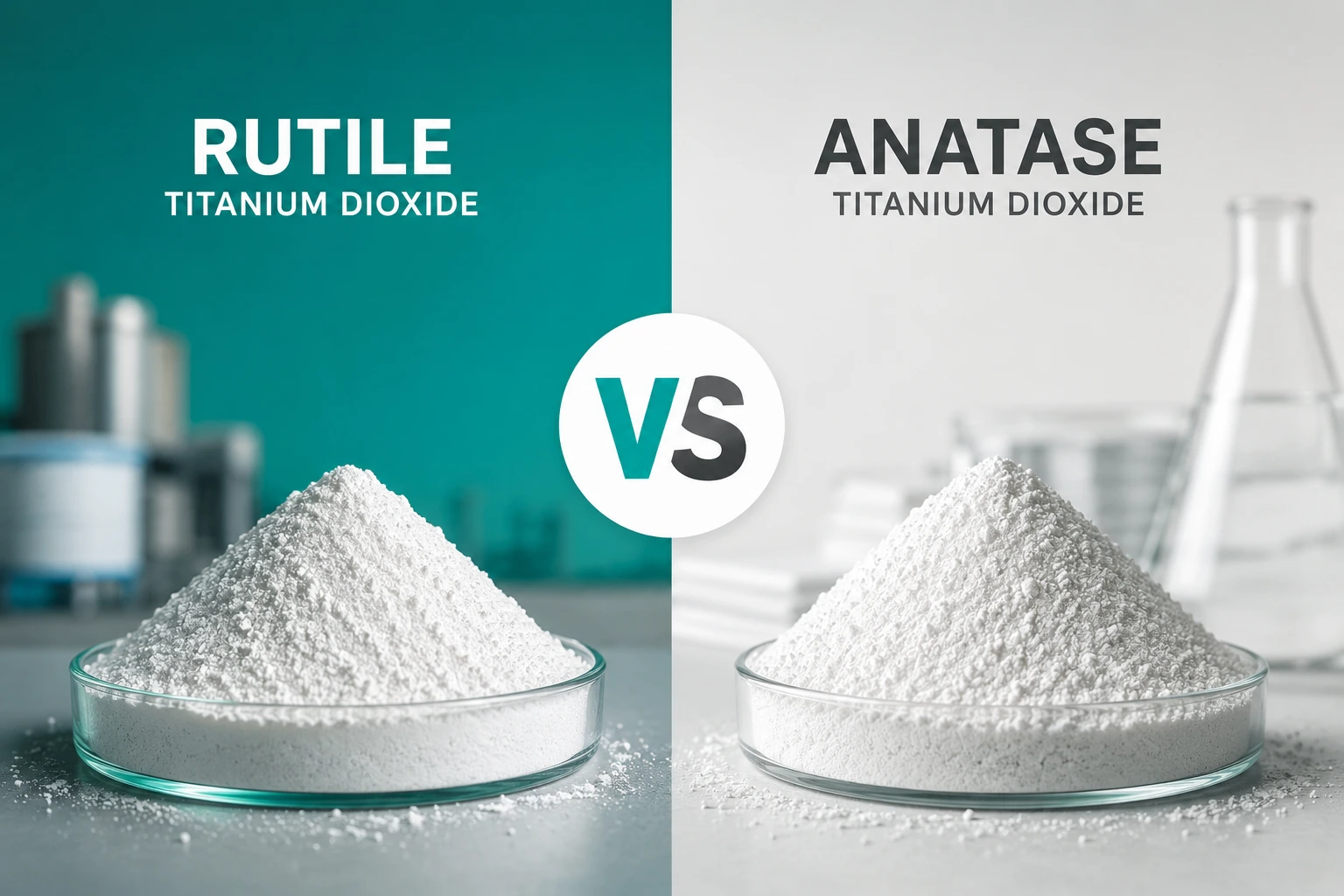 Rutile Titanium Dioxide and anatase powder comparison